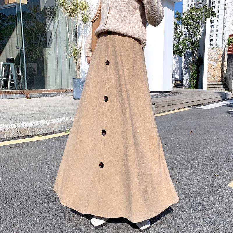 

Осенне-зимняя вязаная полуюбка для женщин, новая юбка А-силуэта с высокой талией средней длины из толстой пряжи One Size хаки