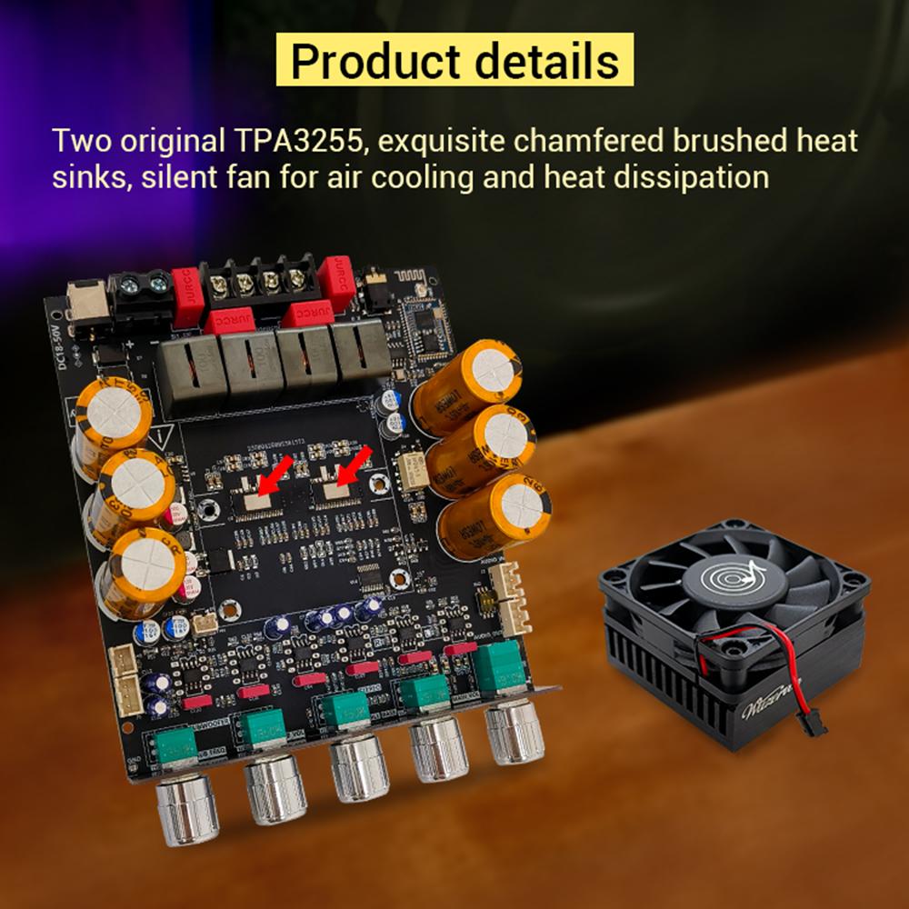 DC 18-50V ZK-SUB1200Q Qualcomm APTX Version Qcc3034+Es9023 With Subwoofer Extension BT Digital Amplifier Board 600W * 2