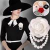 Brosă Camelia Multicoloră Femei Retro Alb Negru Roșu Roz Cataramă Eșarfă Lână Broșe Perle Fete Accesorii Bijuterii Elegante