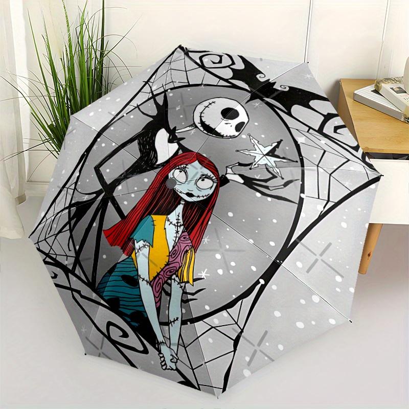 

Jack Skellington and Sally Automatic Opening and Closing Cartoon Umbrella - Lightweight 3-Fold Design, Suitable for Fans, Travel, Daily Use