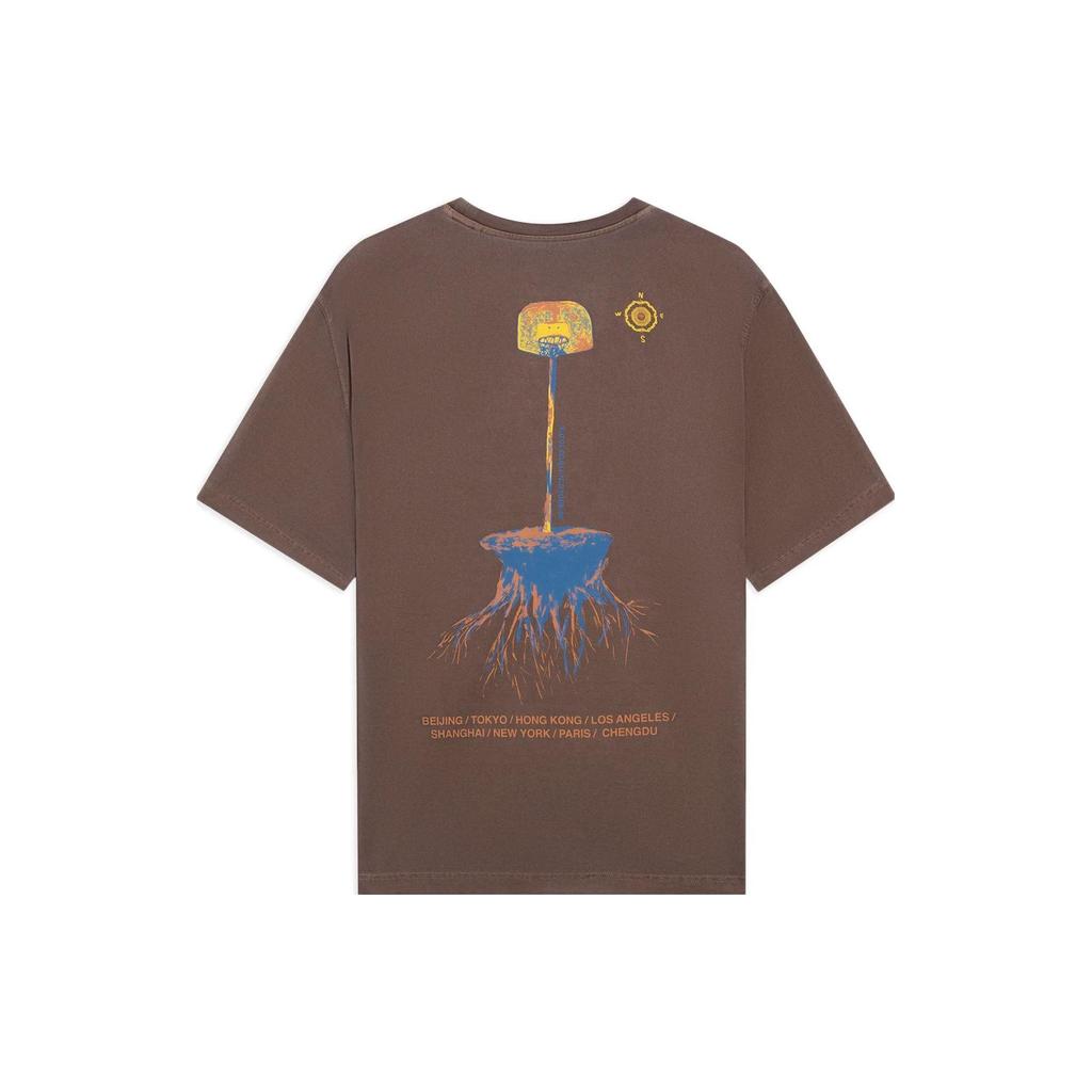 Li Ning Bad Five Camouflage Letter Pattern Casual Short Sleeve T-Shirt Men Tops Dark-Brown AHSS737-5