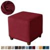 Durable Velvet Ottoman Cover Square Dustproof Pouf Stool Cover Solid Color Elastic Footrest Slipcovers