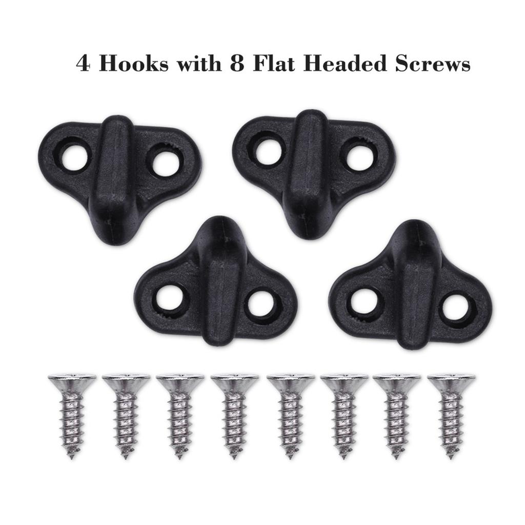 Nylon Kayak Lashing J Shape Hooks Replacement Black With Flat Head Screws