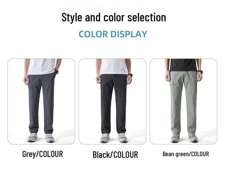 Men's Quick-Dry Elastic Tactical Pants - Multi-Pocket Ice Silk Mountaineering & Workwear
