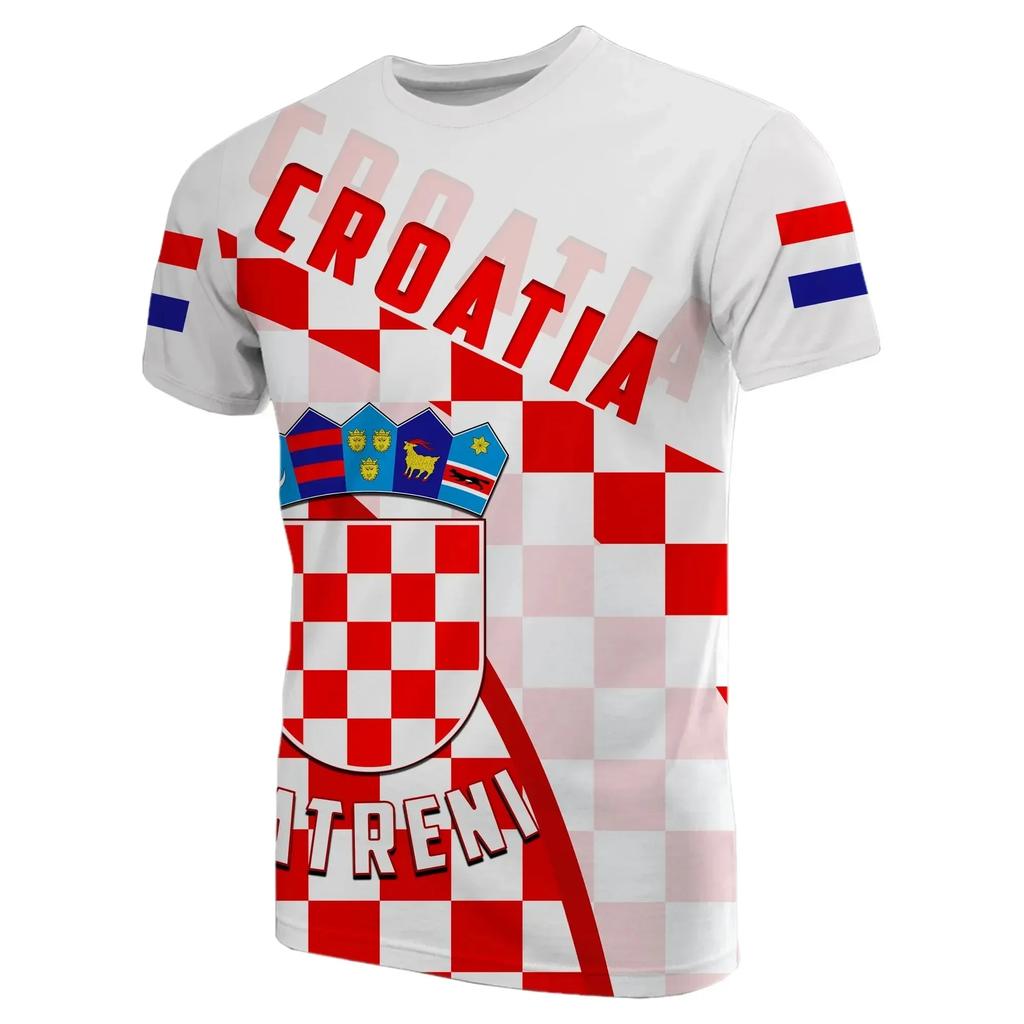 Croatian Flag Printed T-shirt Men's Crewneck Comfortable Summer Oversized 6XL Graphic Tees Men T Shirts High Quality Clothes