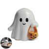 Ghost Holding Pumpkin Lantern Hand-painted Ghost Figurine Spooky Halloween Ghost Figurines Resin Ornaments for Home Desk