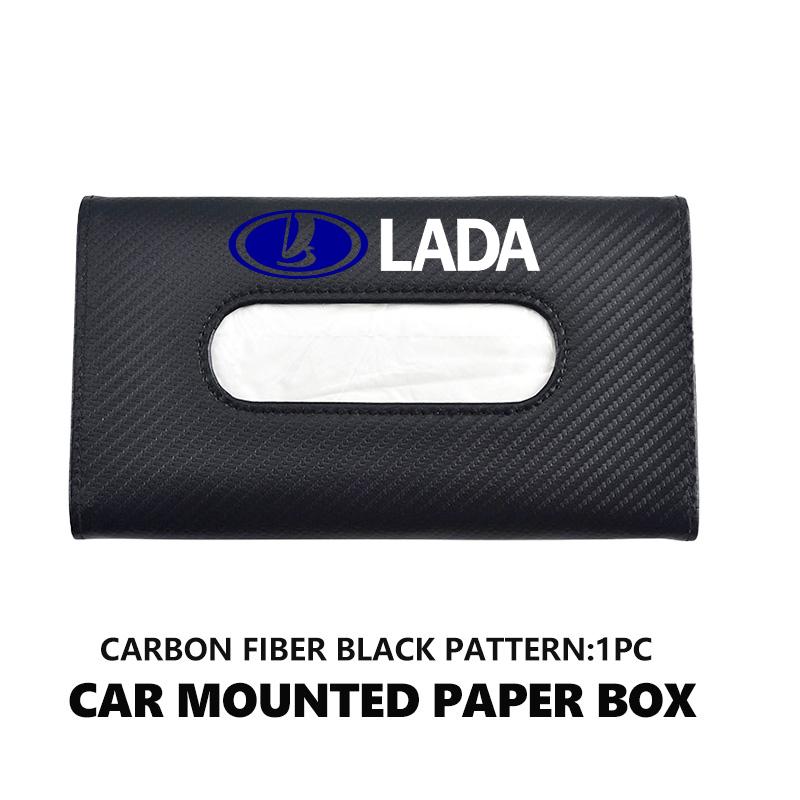 For Lada Car Tissue Box Sun Visor Leather Tissue Box Interior Holder Storage Accessories Niva Vesta Granta Riva Samara Priora ZZ19