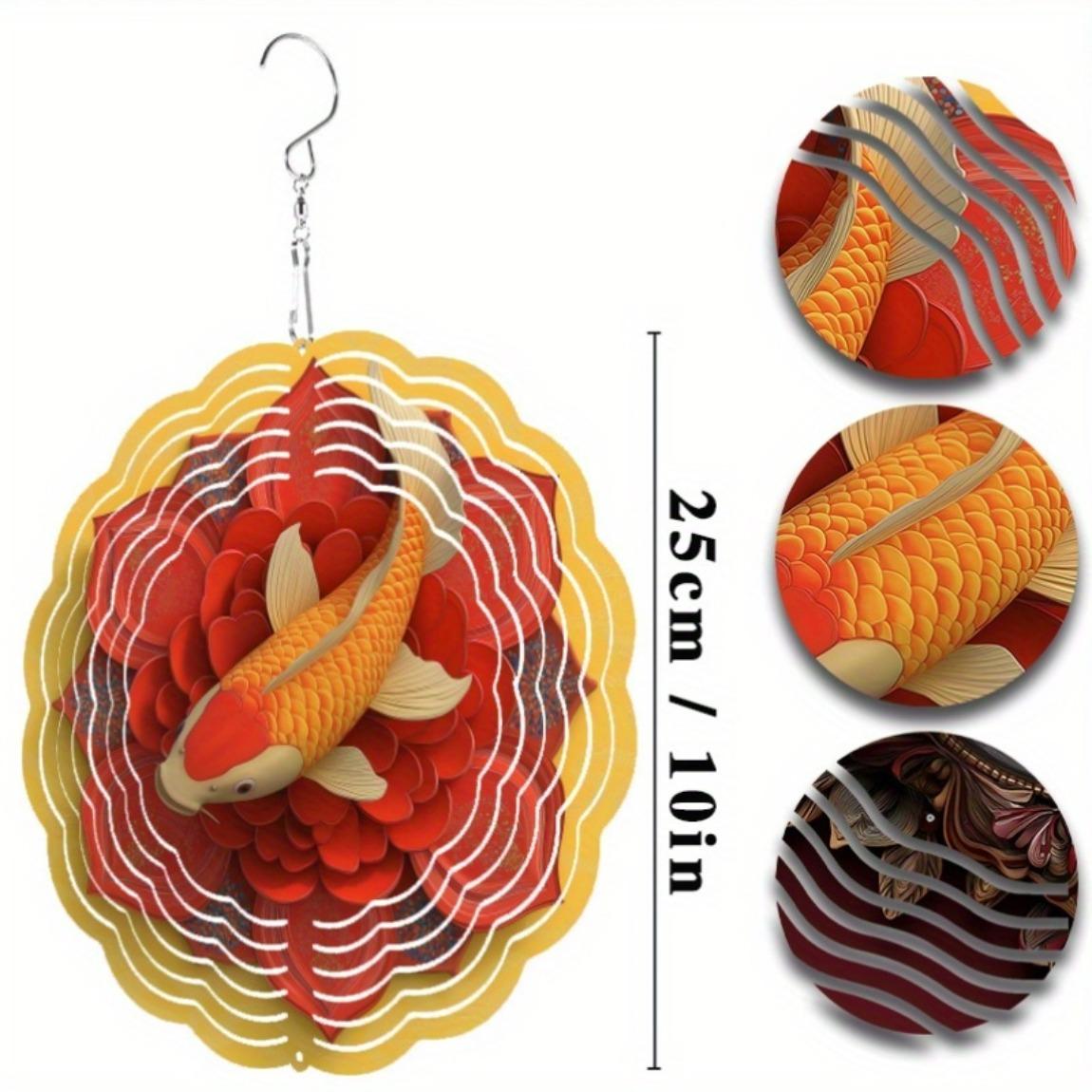 

Ветряной спиннер Кои 10 дюймов Металлический декор для сада Вращающееся уличное подвесное украшение для патио балкона Крючок 360 Сезонная идея подарка 01A