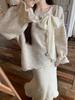 Autumn Fashion Two-Piece: Bowknot Knit Sweater & High Waist A-line Skirt