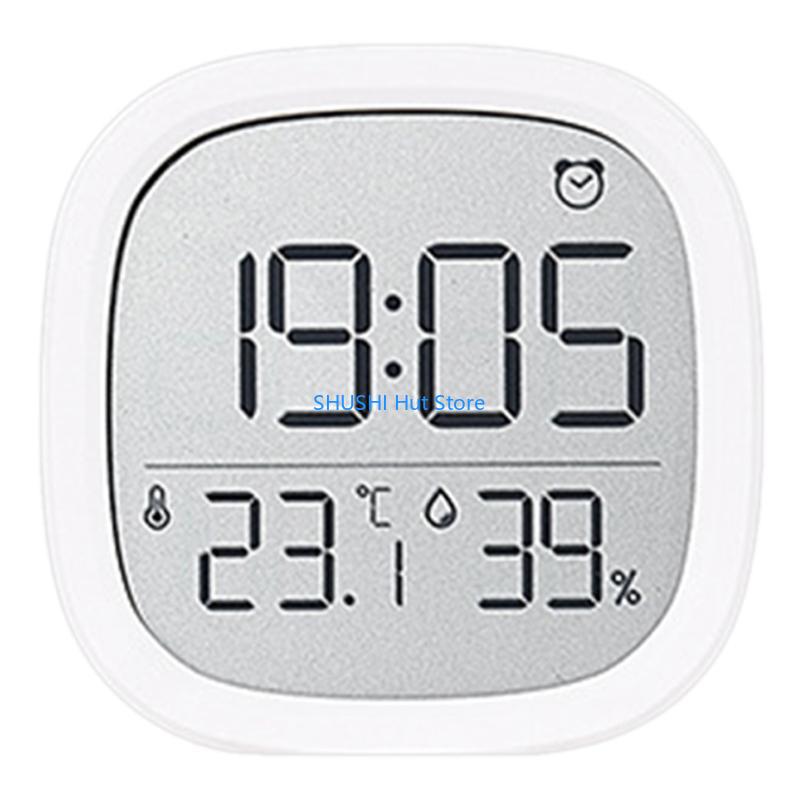 

Digital Thermometers Hygrometer with LCD Screen Date Display Battery Operated Alarm Clock for Home and Office D57B білий