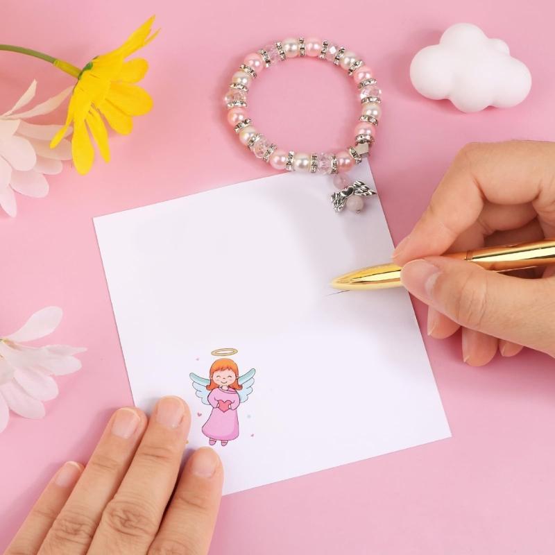 Fashionable Crosses Angel Charm Bracelet In Blushes Pearls for Thoughtful Gift Giving and Personalize Adornment