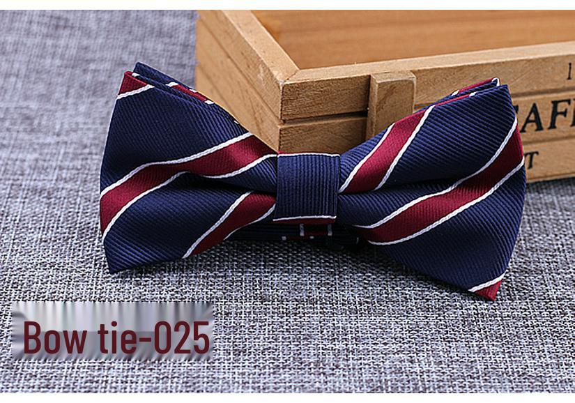 Men s British Style Polka Dot  Stripe Silk Lapel Flower Bow Tie