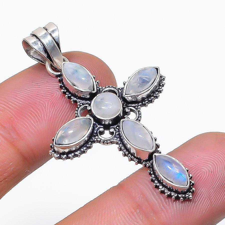 

Natural Rainbow Moonstone Gemstone 925 Sterling Silver Pendant 1.85 AP-14377