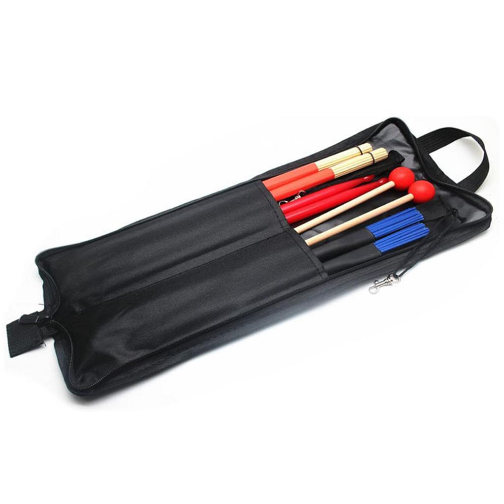 5 PCS/Set Drumstick Case Instrument Bag Handheld Drumstick Storage with Cleaning Brushes for Acoustic Drummer Drums Folk Songs