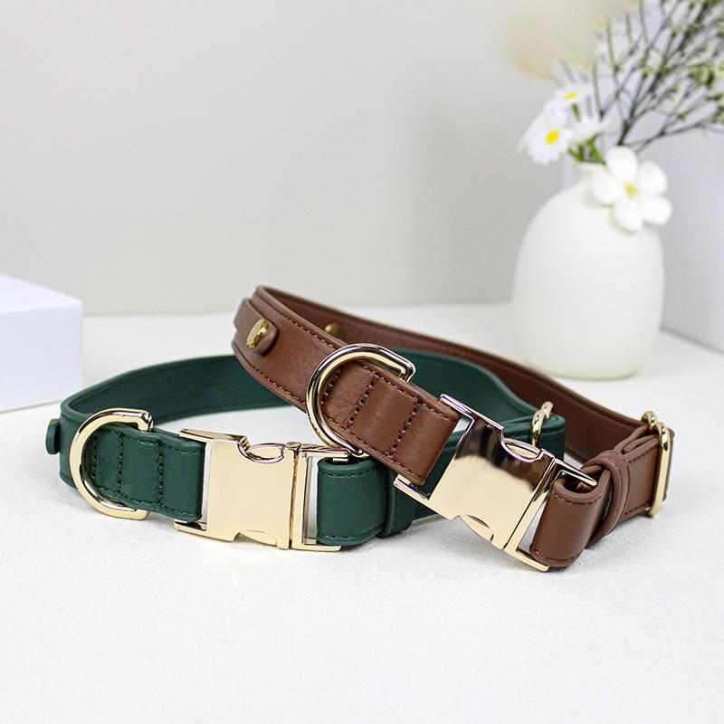 Genuine Leather Dog Collar Quick Release Buckle Small Medium Large Dogs Outdoor Use