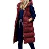 Womens Ladies Warm Plus Size Solid Color Hooded Single Breasted Medium Length Cotton Jacket Waistcoat Slim Cardigan Coat