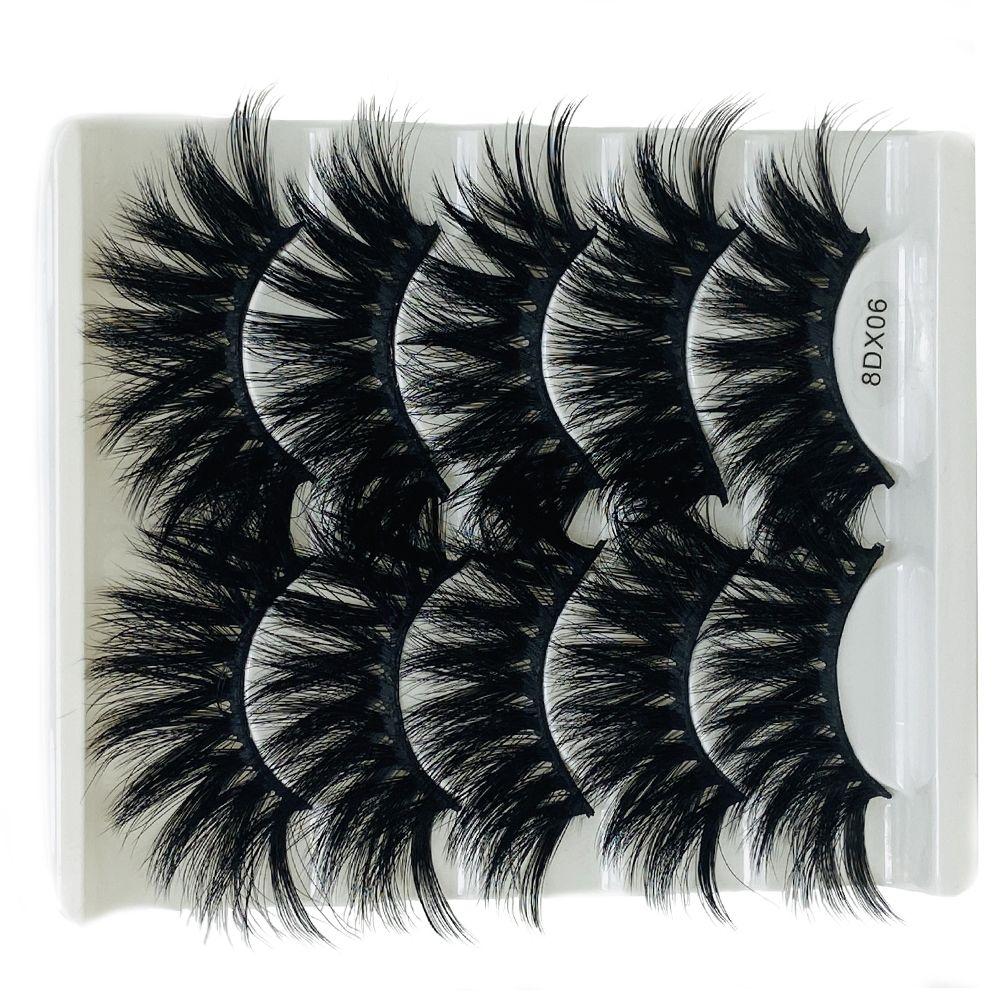 Beauty Criss-cross Dramatic 8D Mink Hair Wispies Fluffies False Eyelashes Thick Long