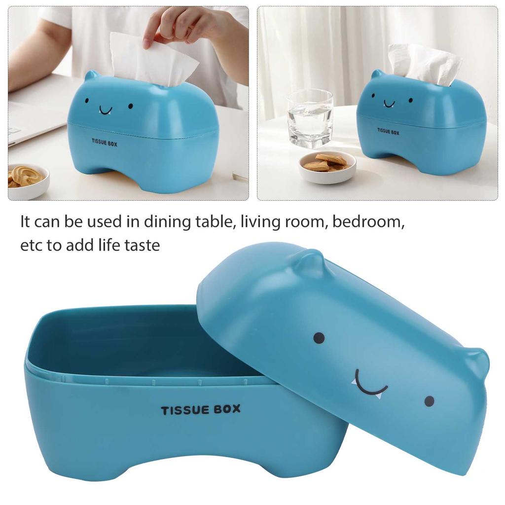 Tissue Box Cute Cartoon Multifunction Napkin Pumping Box Toilet Paper Holder Storage(Blue )