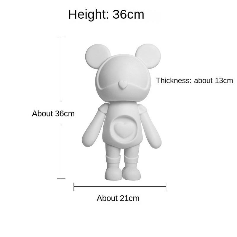 New DIY Paint Fluid Animal Bear Rabbit Lucky Dragon White Hand Painted Home Decoration Doll Toy Statue Deposit Can Handmade Gift