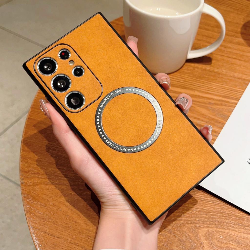 Etui na telefon Samsung S23ULR Magnetic Wireless Charging, etui ochronne z owczej skóry S22+ - pełna skorupa dla S23 Plus