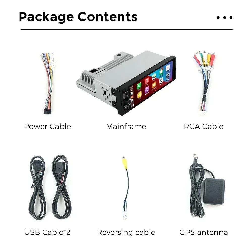 2G 32G Universal 1 Din Android 6.86 Inch HD Touch Screen Wireless CarPlay Auto Car Radio FM Stereo GPS Multimedia Video Player