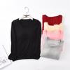 Women's Solid Color Long Sleeve Top with Built-In Bra Cup – Simple Autumn/Winter Style