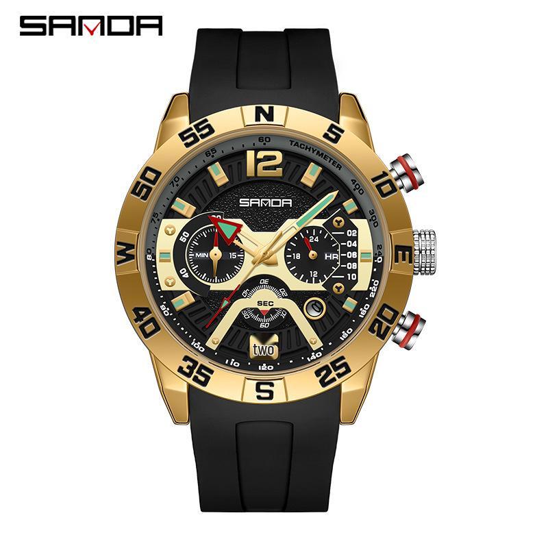 Men s Waterproof Luminous Chronograph Quartz Wristwatch with Calendar
