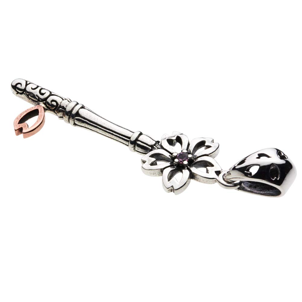 Sakura Key Pendant Pink Tourmaline 925 Silver P0702 [Cenote] [Silver Accessories]