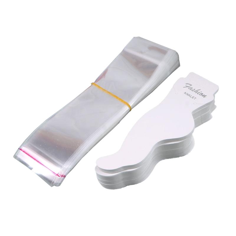 

100pcs/set White Paper Anklet Jewelry Cards with Clear Self-Seal Bags Blank Card Holder Paper Tags for Jewelry Display 1