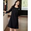 Demana Women's Round Neck 3/4 Sleeve Midi Dress