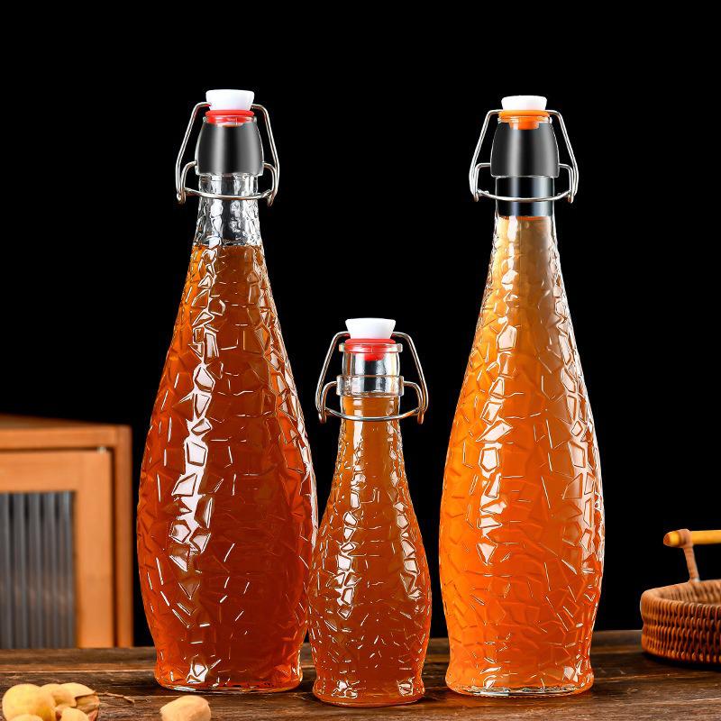 Multi-functional Thickened Transparent Glass Snap-on Bottle for Homebrewed Fruit Wine & Beverages