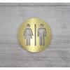 Modern Gold Metal Unisex Restroom Sign, All Gender Toilet Door Plaque for Office