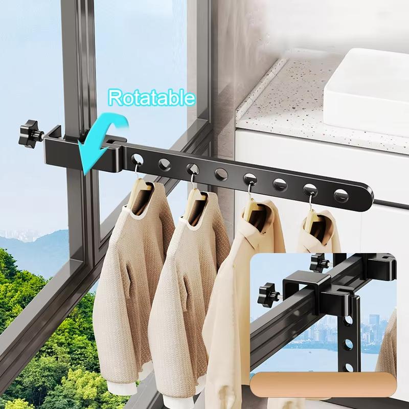 Adjustable Window Frame Drying Rack Wall Mounted Clothes Hanger For Outdoor Bathroom SpaceSaving Aluminum Clothes Organization