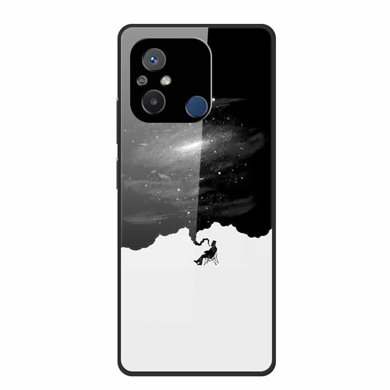 Gehärtetes Glas Case für Redmi 12C Rückabdeckung Hartschalen Case für Xiaomi Redmi 12C 4G Handyhülle Redmi12C Fundas 22120RN86G Cooler Stoßfänger