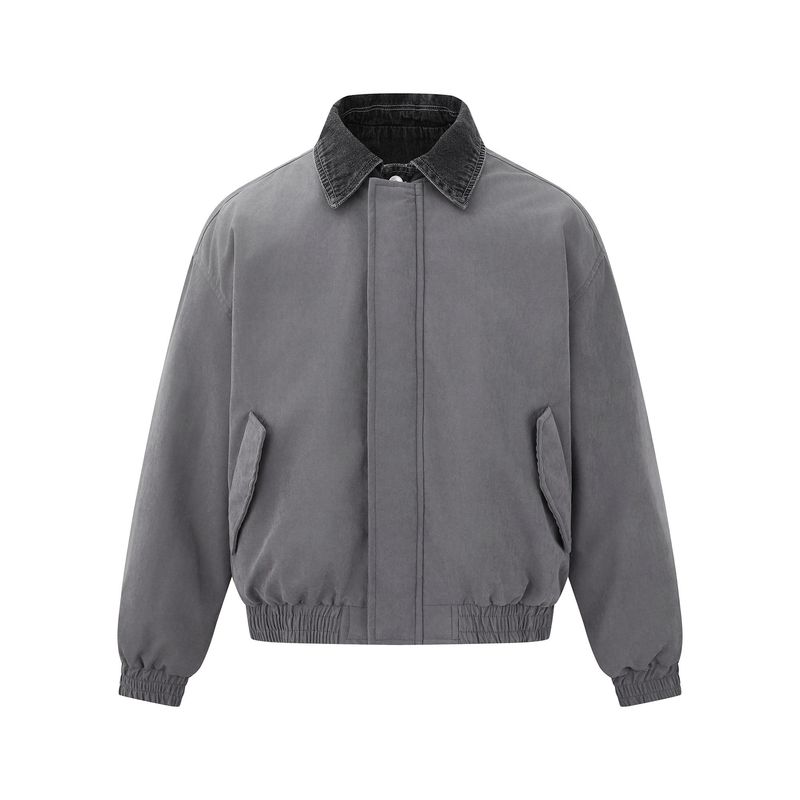 

Madwitch Retro Trendy Brand Fake Two-Piece Warm Cotton Jacket for Men and Women, Loose Casual Design, Winter Thickened Coat Gray X L