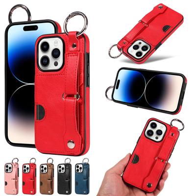 Handyhülle aus PU-Leder mit Kartenfächern, Fingerring-Schnalle und Handschlaufe für iPhone XS, XR, XS Max, iPhone 7, 8, 7Plus, 11, 11Pro, 11Pro, 12, 13, 14, 15 ...