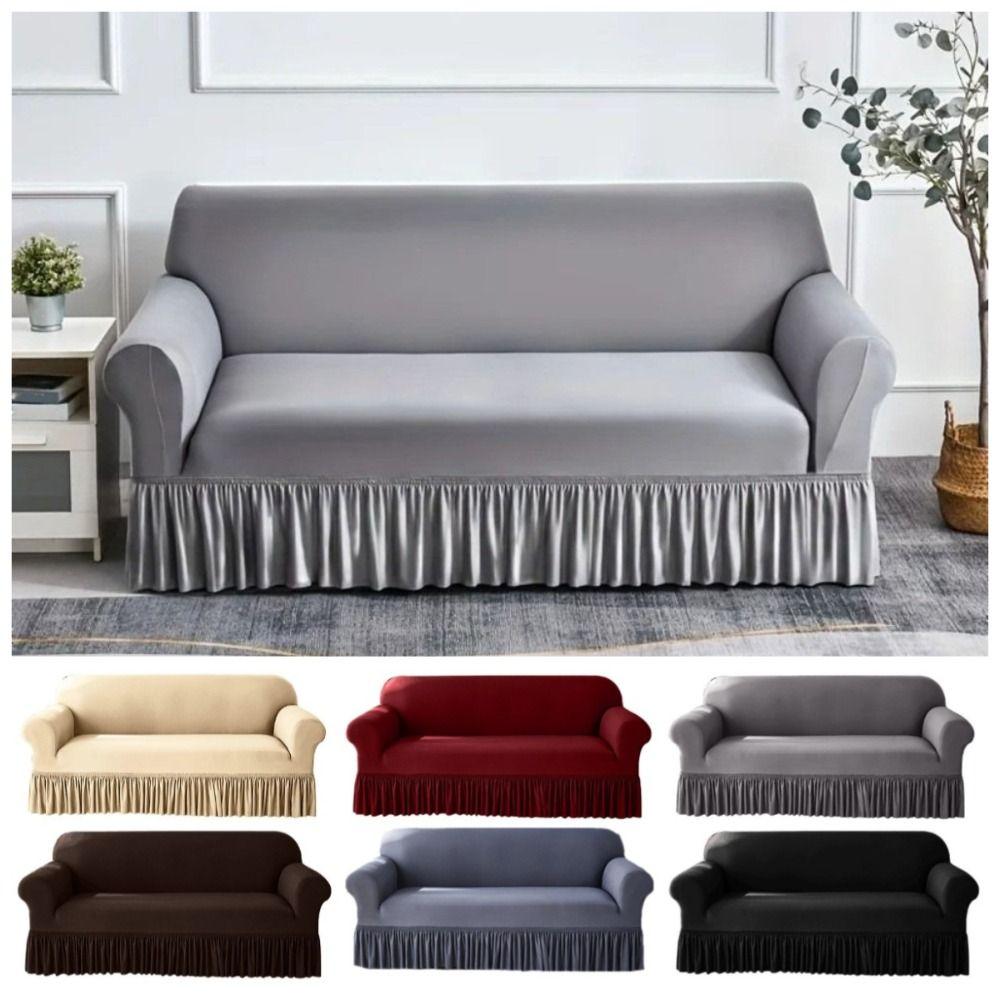 Dustproof Non-slip Sofa Cover 1/2/3/4 Seat Solid Color Couch Cover Stretch Sofa Slipcover Home Use