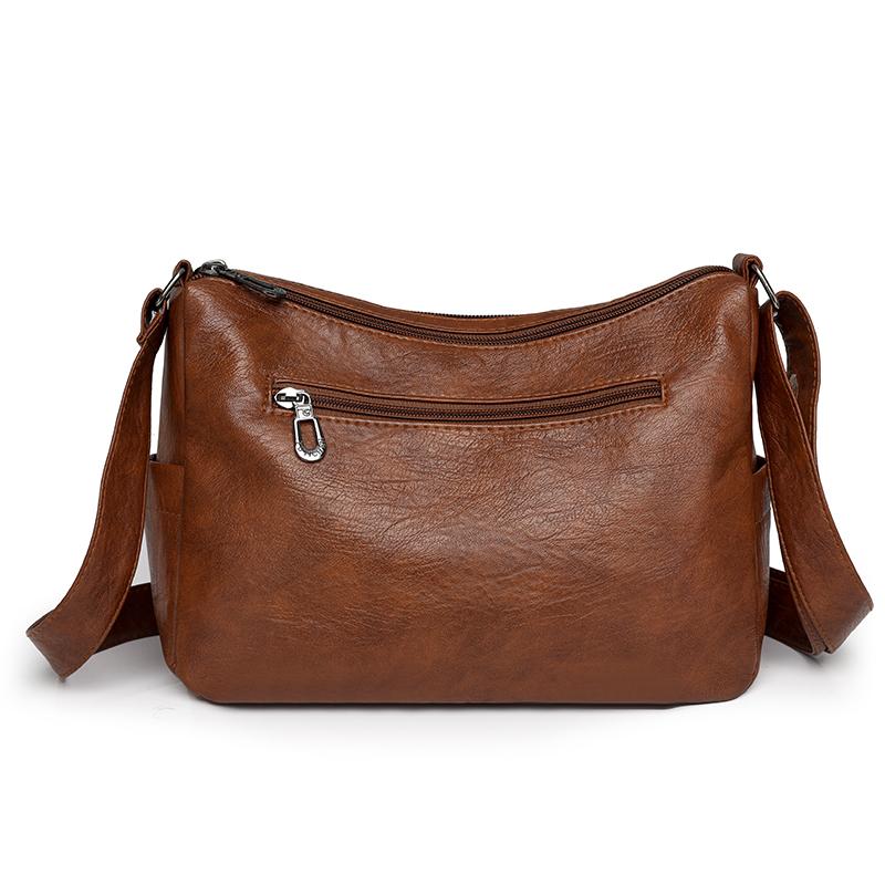 Crossbody Bag Middle-aged Women's Bag Soft Leather Large Capacity Multi-layer Shoulder Bag