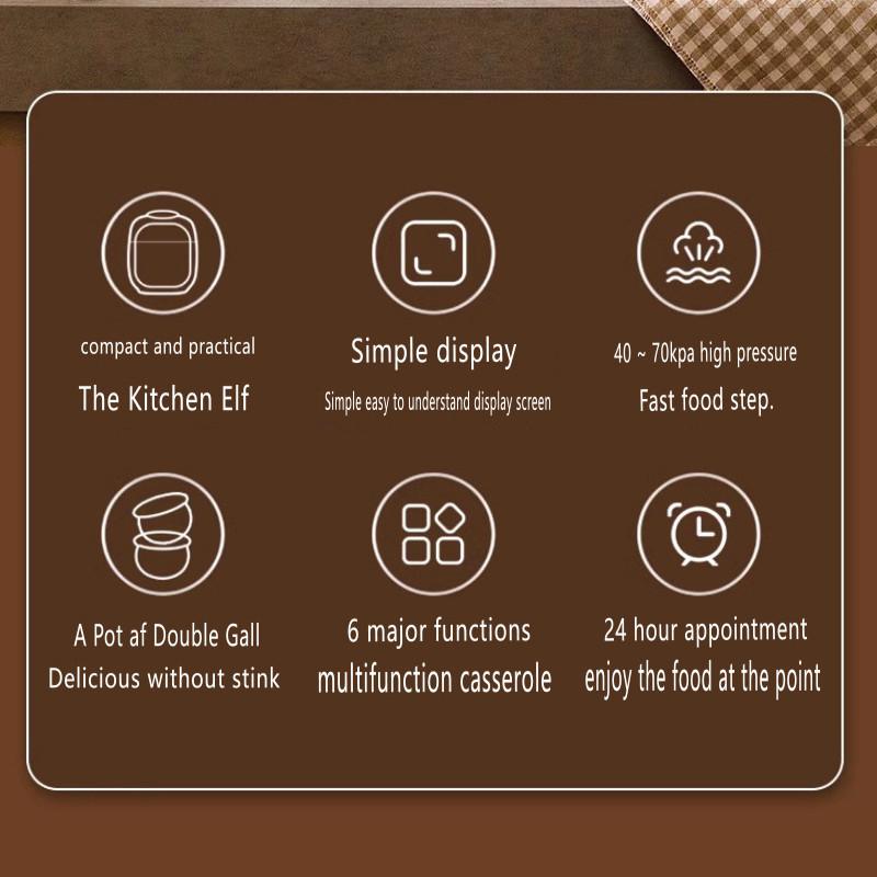 5L/6L Large Capacity Electric Pressure Cooker Multifunctional Rice Cooker Intelligent Reservation High-pressure Cooking Pot