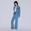 Li Ning Einfarbig Einreihig Langarm Jeansjacke Damenjacken Hell-Denim-Blau AJDT534-1