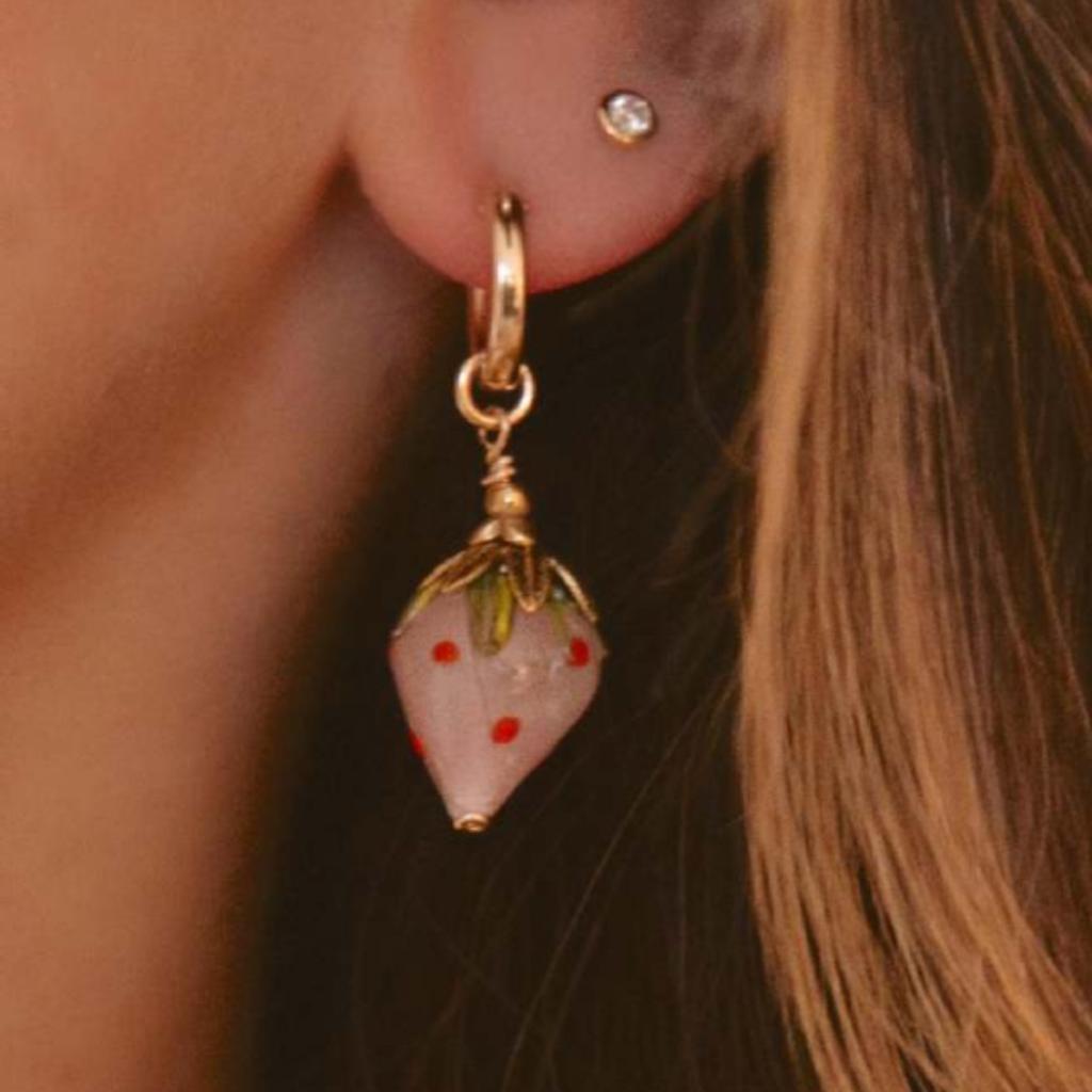 Fashion Summer Color Fruit Series Strawberry Raspberry Earrings Earrings Gold-Plated Color Retention