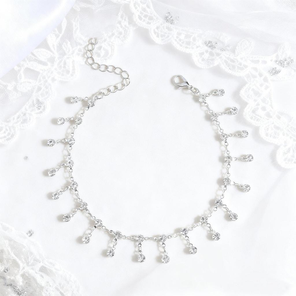 Elegante Tornozeleira com Franjas de Strass de Cristal para Mulheres - Moda Europeia e Americana