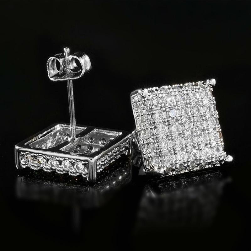 Minimalist Square Stud Earrings for Women/Men Micro Paved CZ Stone Fashion Versatile Couple Earrings 2022 Trend Jewelry