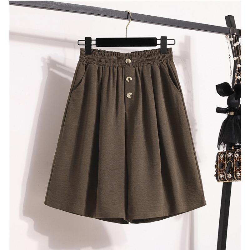 

Dimanaf 2025 Новые Летние Брюки Большого Размера Брюки Шорты Свободные Повседневные Однотонные Базовые Шорты Женские Брюки Капри 4XL коричневый