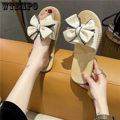 Damska letnia odzież wierzchnia Bowknot Letnia moda z płaskim dnem Ins Tide Beach Flower Sandały i kapcie