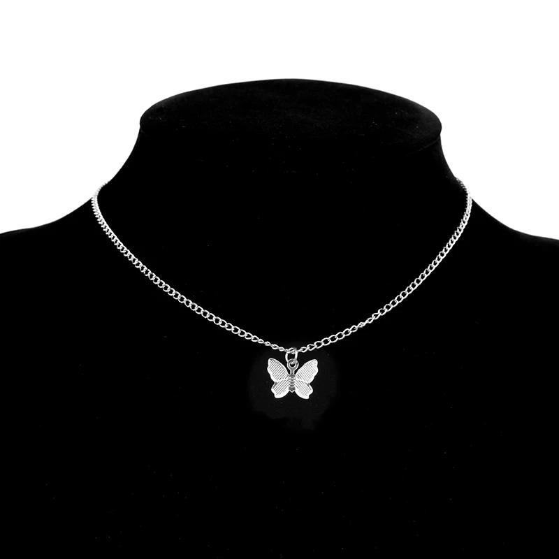 LATS Nouveau Collier Papillon Brillant pour Dames Exquis Double Couche Chaîne de Clavicule Collier Bijoux pour Dames Cadeau