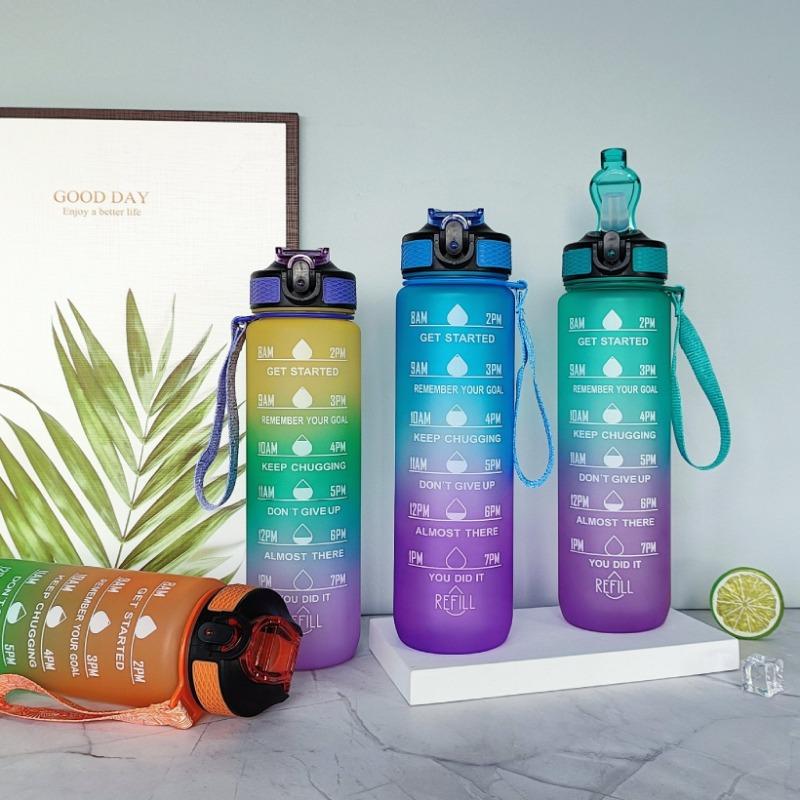 1L Sports Water Bottle Gym Travel Drinking Leakproof Bottle With Straw BPA-Free