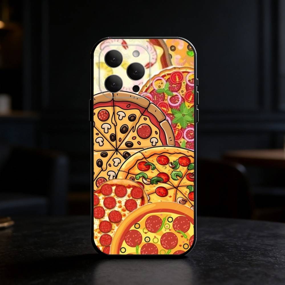 Delicious P-Pizza C-Cheese Phone Case Silicone black Soft For IPhone 17,16,15,14,13,12,11,SE,Plus Pro Max