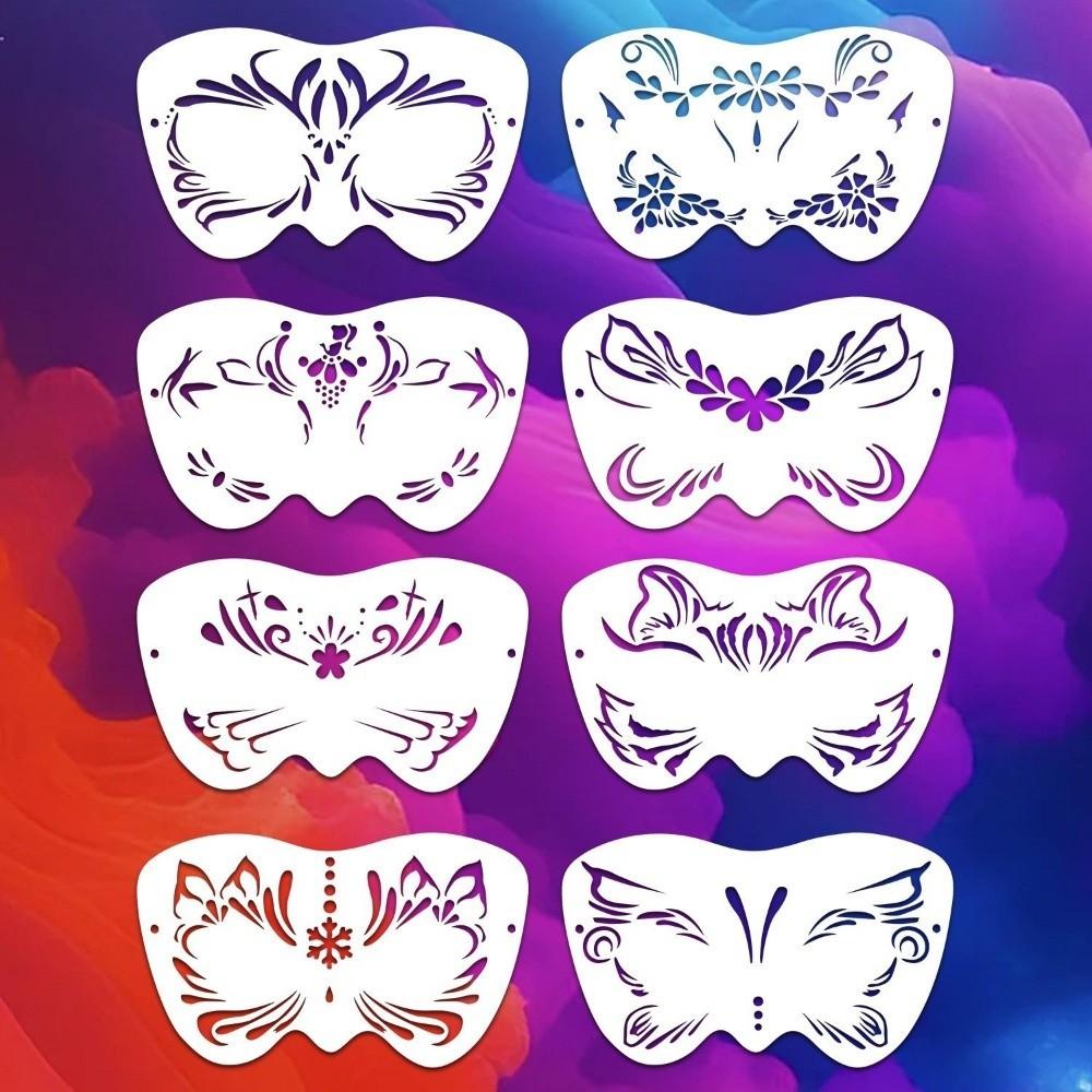 8Pcs Face Tattoo Face Painting Stencils Hollowed DIY Makeup Tools Face Paint Templates Adults Kids