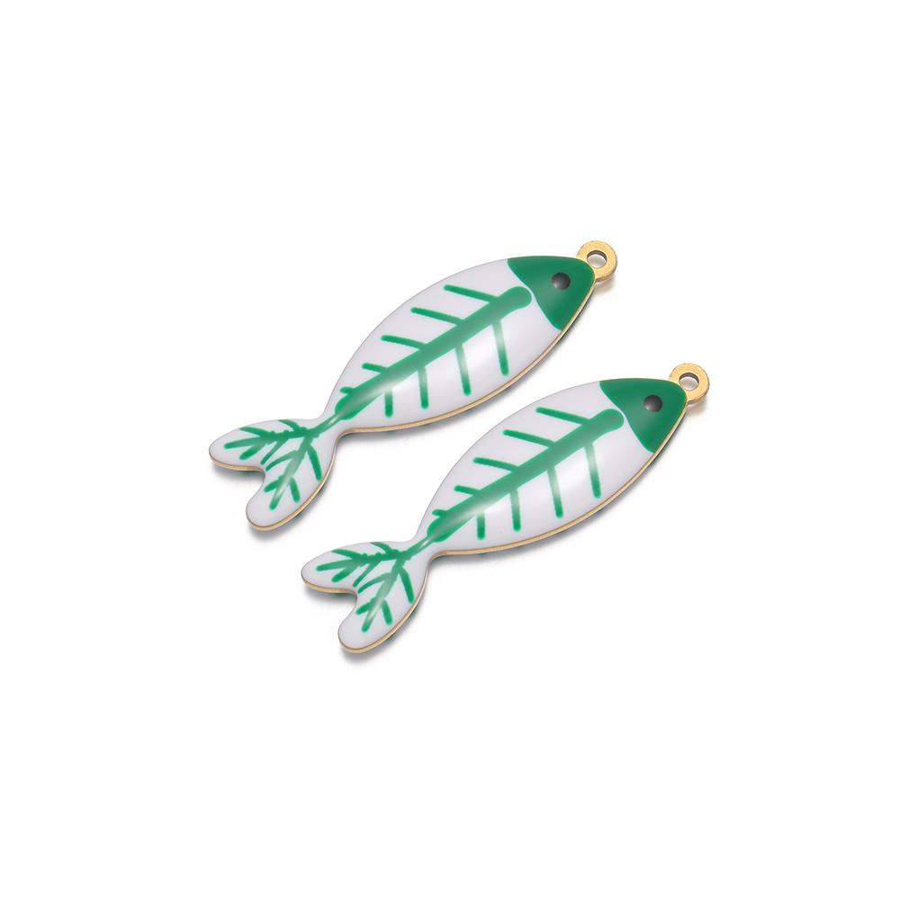 5pcs Stainless Steel Enamel Black Fish Bone Charms for DIY Jewelry Girls Necklace Pendants Kids Bracelet Women Earrings Making